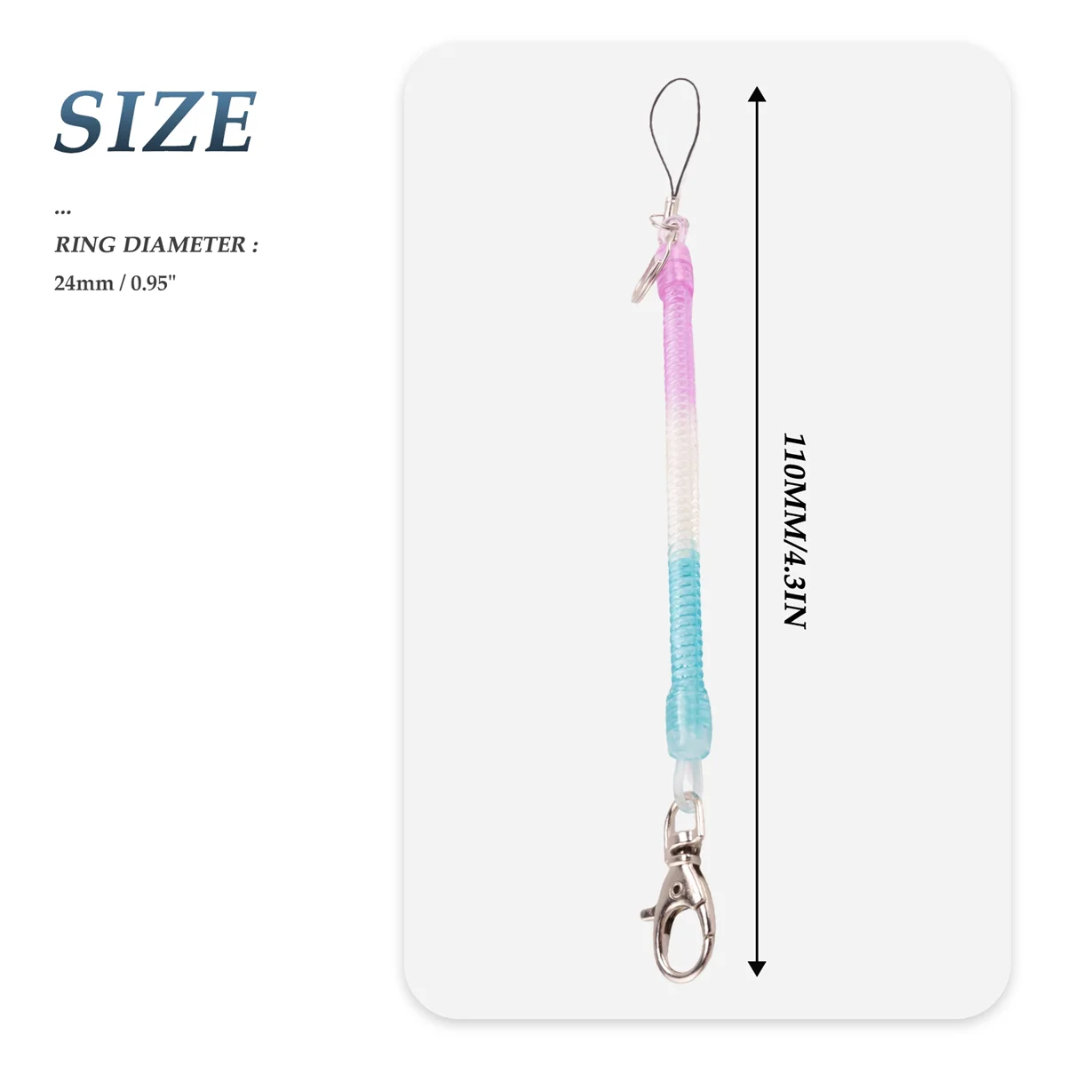 Lobster Hook Blue Spring Stretchy Coil Keyring Keychain Strap Rope Cord