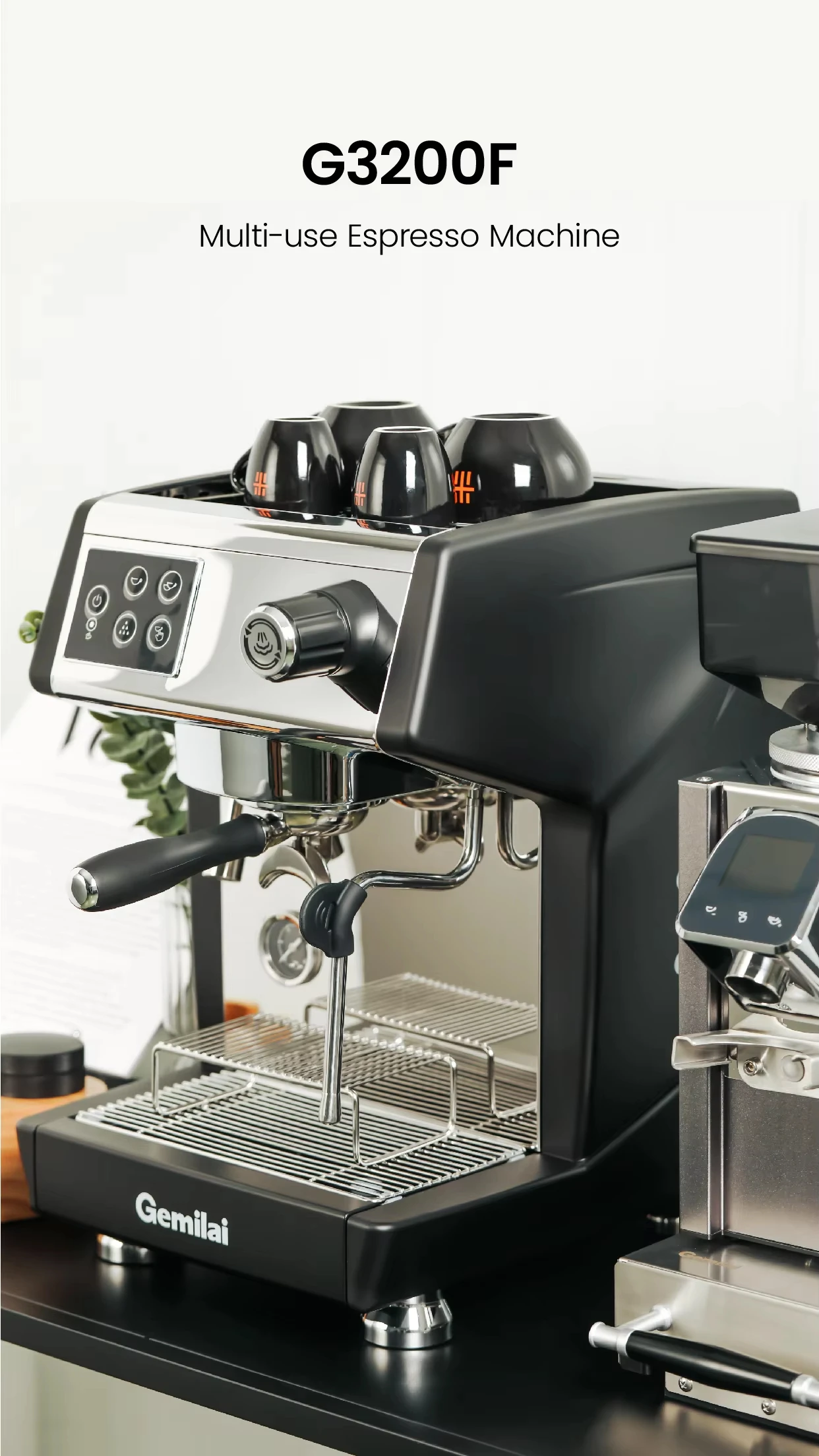 

Коммерческая эспрессо-машина Gemilai G3200F, двойной котел, 2950 Вт, PID, контроль температуры, 4 отверстия, пара для кафе, ресторана, бара