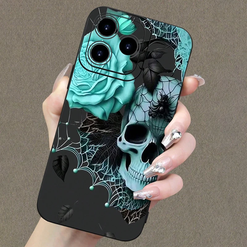 

Pumpkin Skeleton Themed Phone Protective Case For iPhone 16 Pro Max 15 14 13 12 11 XS X XR 7 8 Plus 16e SE 2022 Mini Soft Cover