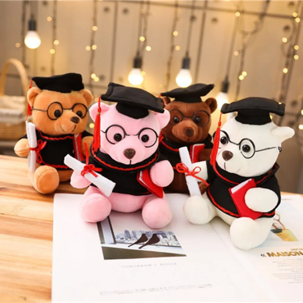 

Soft 18/23cm Doctor Bear Plush Toy Glasses Bear Graduation Bear Doll Bear Animal Doll Student