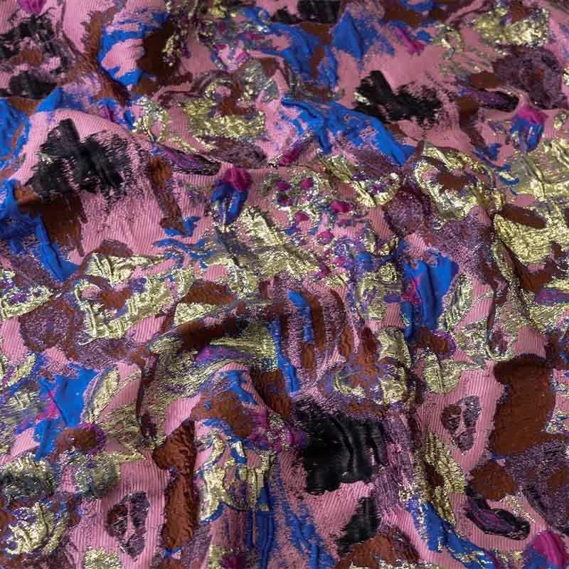 1 Meter Abstract Gold Silk Relief Jacquard Fabric Retro Dress Suit Bag Decorative Sewing Fabric