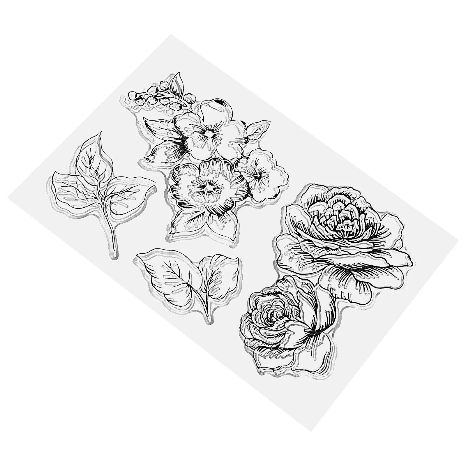 Handbook Rubber Stamp with Flowers Leaves Postage Stamps for Crafting Scrapbooks Decorative