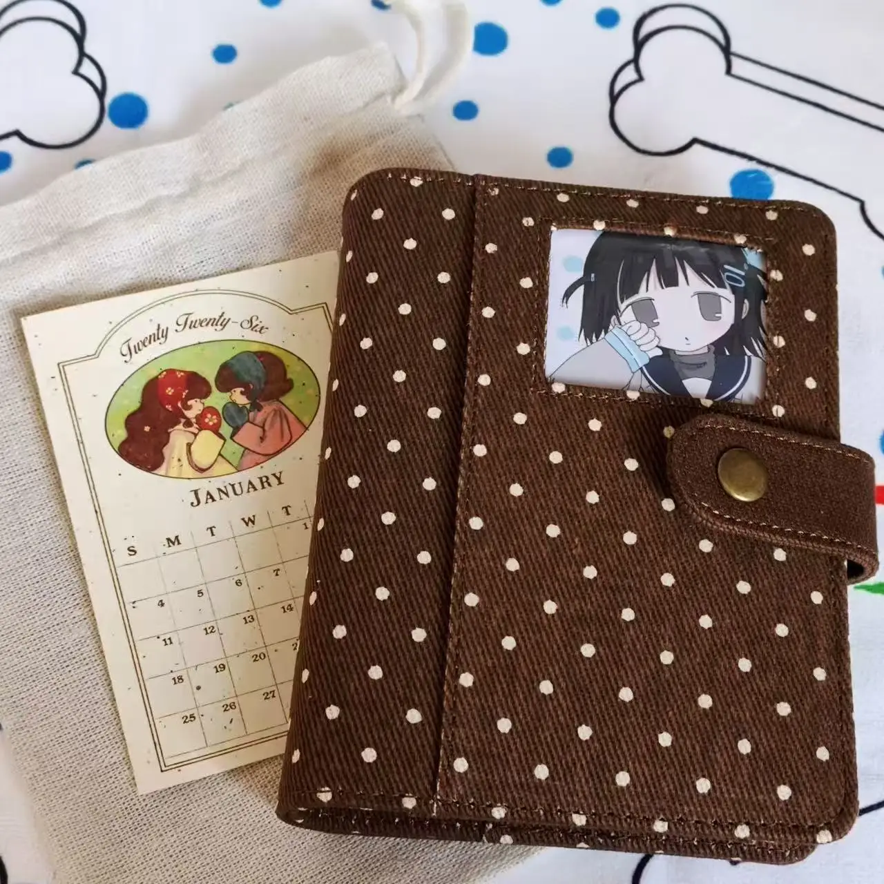 Koreanisches Herbst-Winter Plüsch Notizbuch mit Polka Dots, A6 Exotisches Notizbuch, Plüschstoff Notizblock, Loseblatt-Handjournal im Ins-Stil, Süßes Geschenk