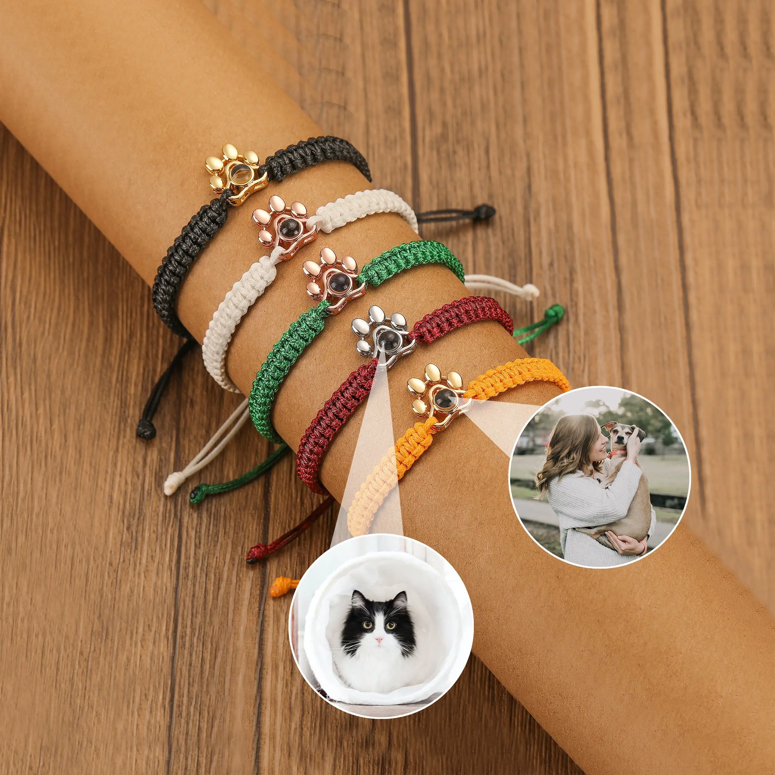 DHQH Stainless Steel Photo Projection Bracelet Customized Pet Bracelet Minimalist Pet Commemorative Gift Customized Jewelry Gift