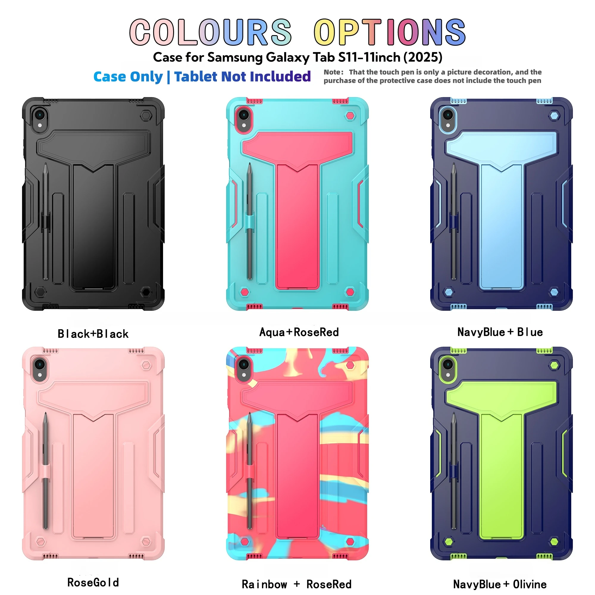 

Чехол для Galaxy Tab S11 2025 11 дюймов (SM-X736B/X730) — прочный, ударопрочный защитный чехол с подставкой и держателем для стилуса