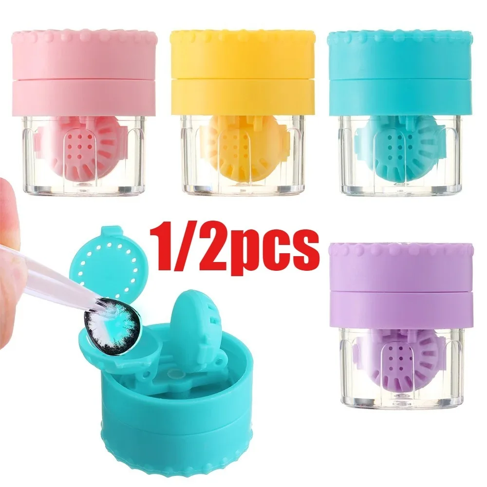 1/2PCS Contact Lens Cleaner Case Manually Rotatable  Portable Contact Lens Case Plastic Container Storage Holder Tools Accessori