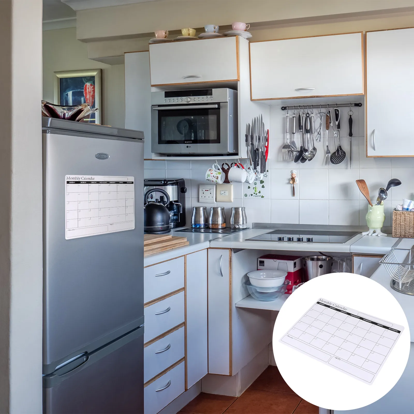 

Магнитная доска-планировщик для холодильника (1 шт.) с большим пространством для заметок, легко крепится и снимается без следов, ежемесячный календарь-планировщик для кухни