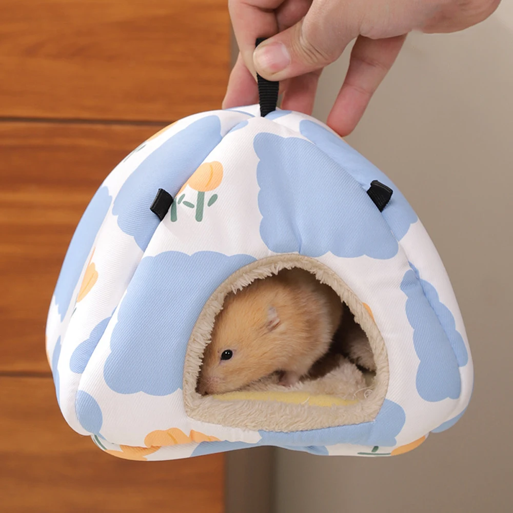 Winter Warm Print Pet Product Small Animal Pet Hamster House Sleeping Bed Cartoon Golden Bear Bird Rabbit Rat Parrot Cotton Nest