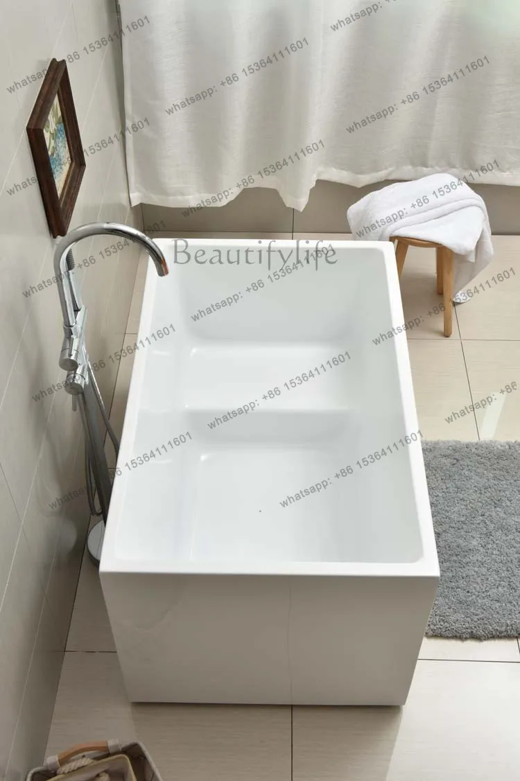 Acrylic small size deepened thickened thin edge adult household seamless docking bathtub