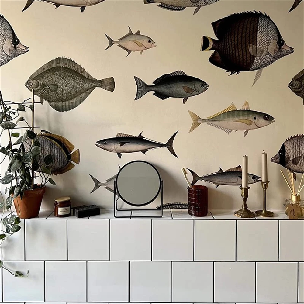 

Индивидуальные абстрактные синие фотообои с изображением гуппи для гостиной, спальни, зоны ТВ, 3D-обои для стены, Papel De Parede