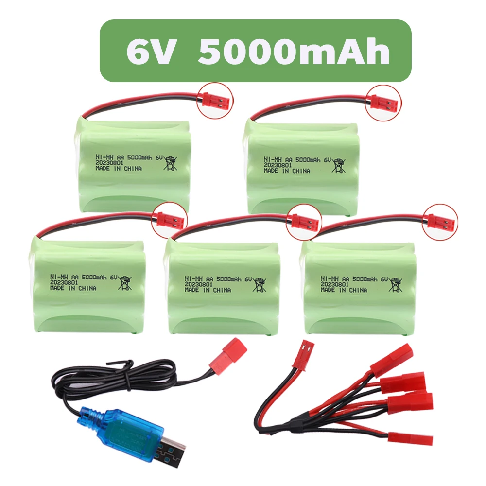 6V 5000mAh NI-MH Battery  For RC Cars Robots Tanks Gun rc Boats parts With JST Plug AA 2400mah 6v NiMH Rechargeable Battery Pack