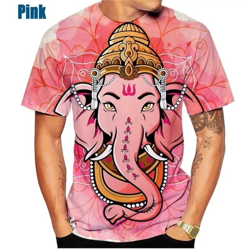 God Of Wisdom Ganesha T Shirts 3D Printing Hindu Ganesha Tshirt Men And Womens Apparel Short Sleeve Breathable Streetwear Tops