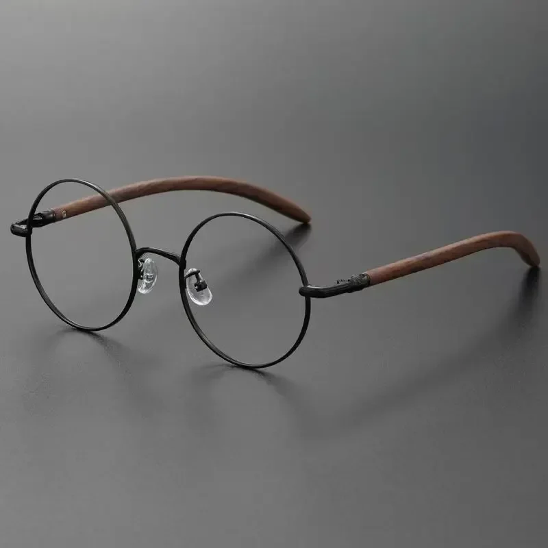 レトロスタイリッシュな非処方箋プレーンメガネ男性女性ファッションフェイシャルアクセサリーカジュアルブルーライトブロックラウンドフレーム眼鏡