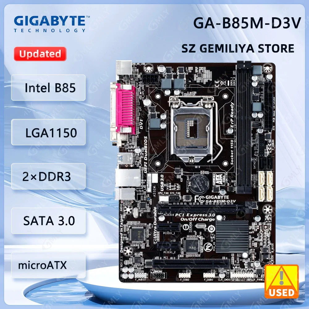 For GIGABYTE GA-B85M-D3V Motherboard LGA 1150 Intel B85 support i7-4790 4770T 4570 4130 cpu  DDR3 32GB Micro-ATX