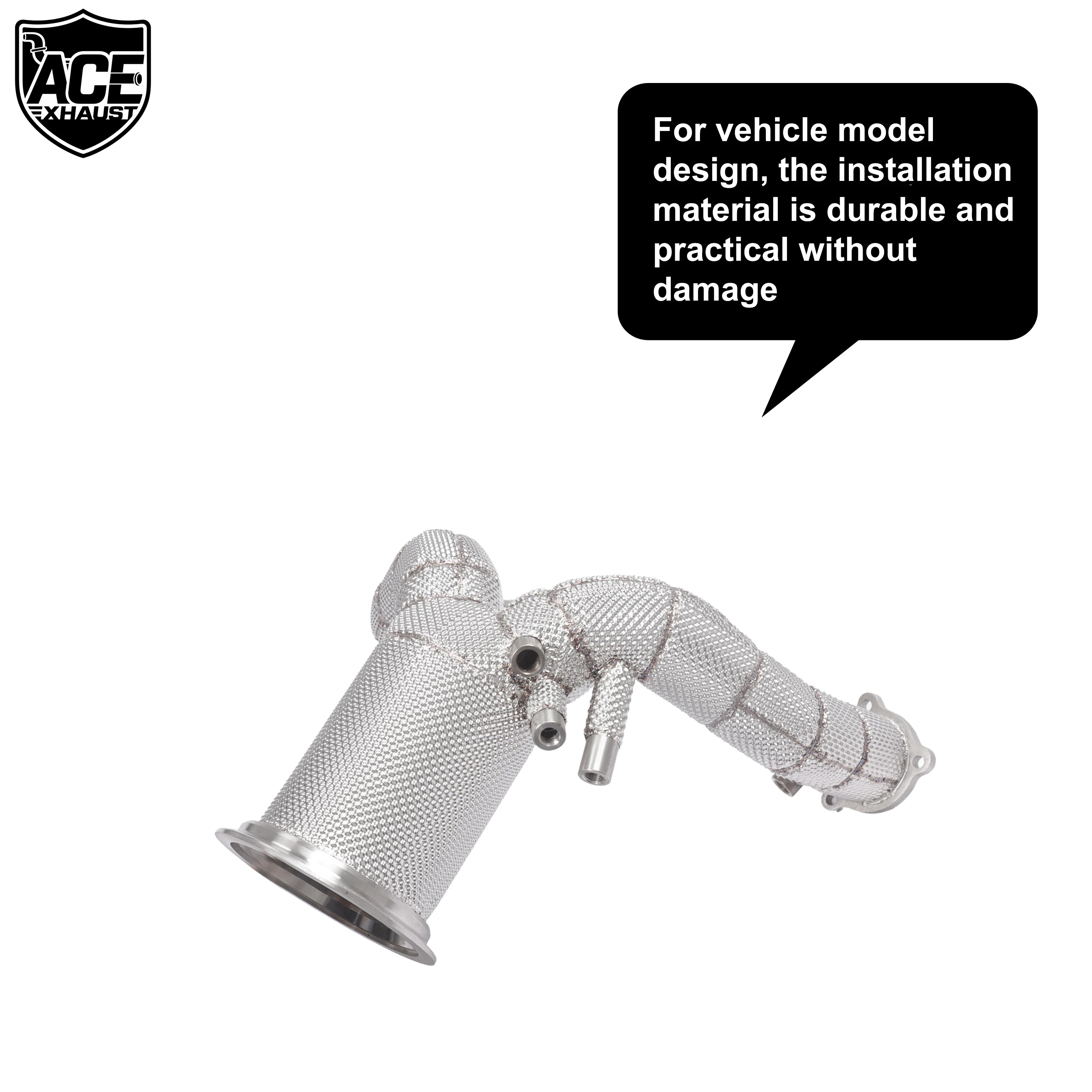 ACE Edelstahl-Auspuff-Renn-Downpipe für Porsche Cayenne 9Y0 3.0T Hochleistungs-Auspuffanlage mit Hitzeschutz-Auspuffrohr – Detail 5