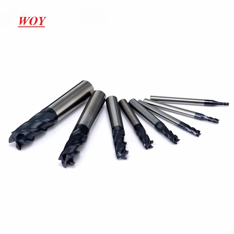 

WOY Milling Cutter Hrc50 Endmill Alloy Tungsten Steel Cnc Maching Top Milling Machine Tools For Steel 1.0mm-12.0mm