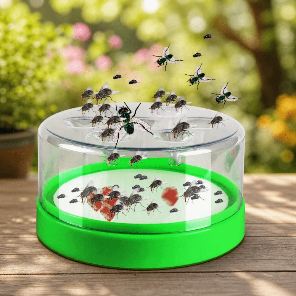 Practical 7 Holes Automatic Fly Trap Safe Non-Toxic Plastic Fly Trap Box Multifunctional Durable Mosquito Killler Restaurant