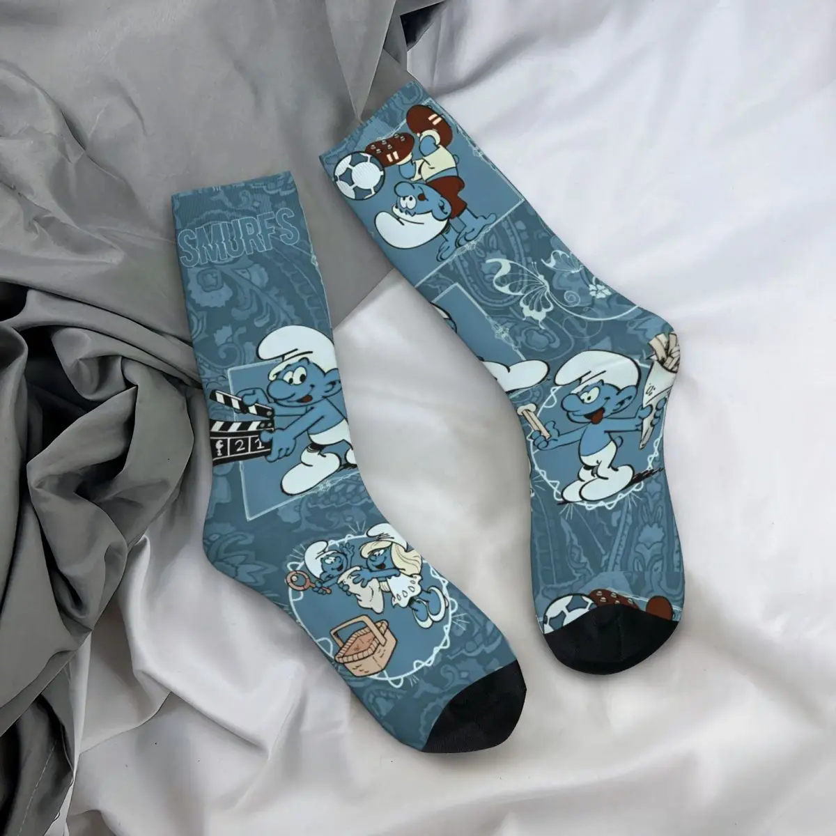 Female Male Kids S-Smurfs Socks Comfortable Casual Socks Hip Hop Merch Middle TubeStockings