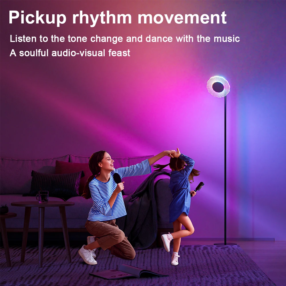 LED RGBW مصباح أرضي مع مليون لون لتقوم بها بنفسك الموسيقى لاقط جو إيقاعي مصباح APP التحكم عن بعد لمصباح السرير في غرفة النوم #5