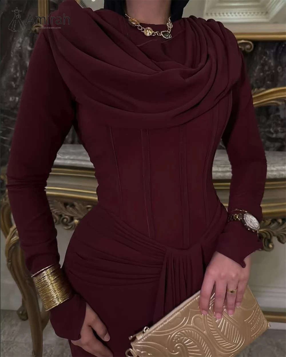 アミラ カスタムメイド レディース プロムドレス 2025 イブニングドレス 女性 エレガント 高級 レディース エレガント パーティードレス シフォン フィッシュテール