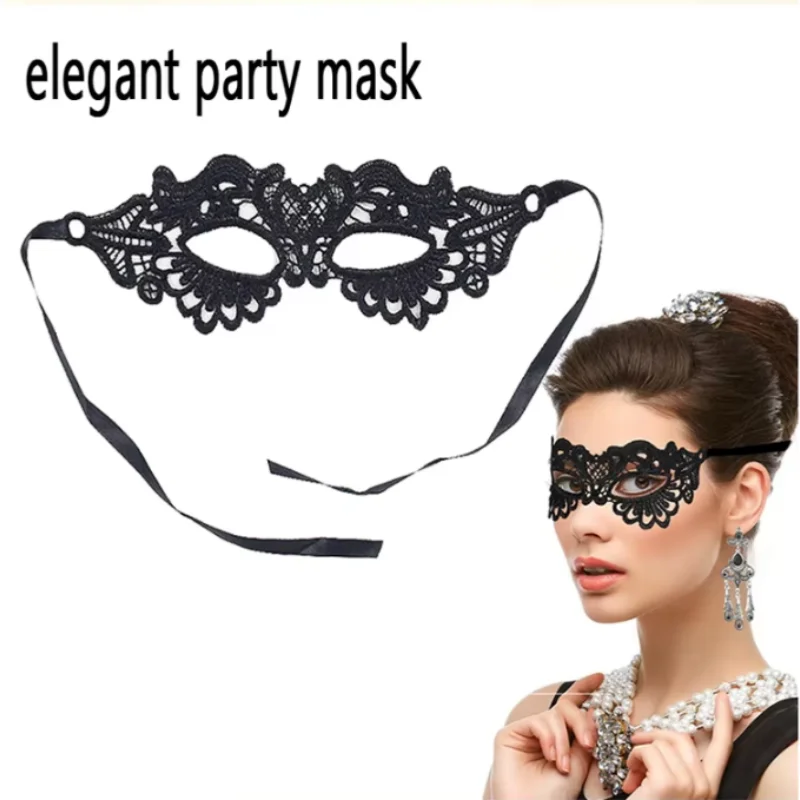 Women Masquerade Prom Black Lace Floral Eye Mask Queen Princess Makeup Face Mask Cosplay Party Nightclub Dance Half-Face Mask
