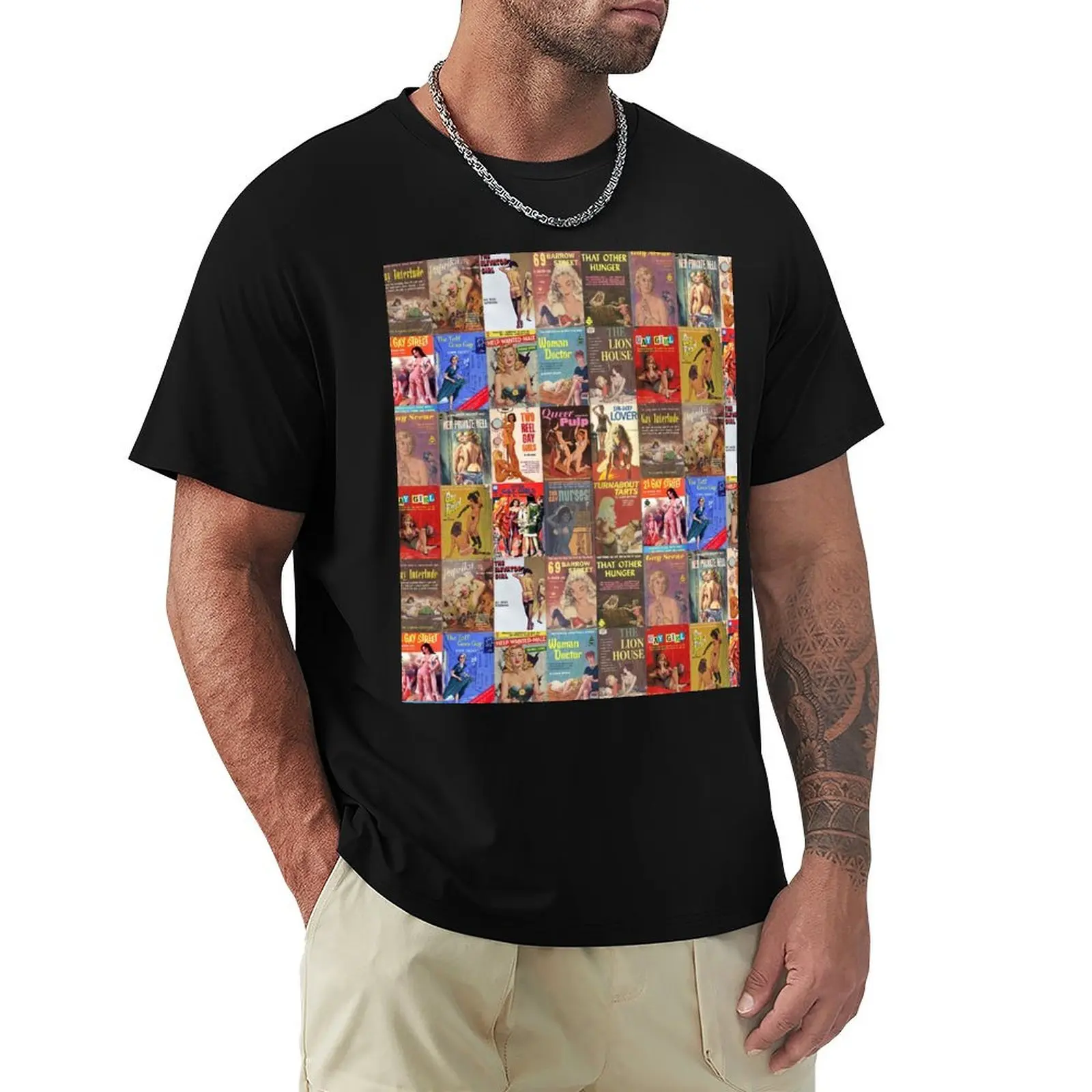 Vintage Lesbian Pulp Fiction Collage Version 2 T-Shirt Quick Dry Training Short Sleeve Tee