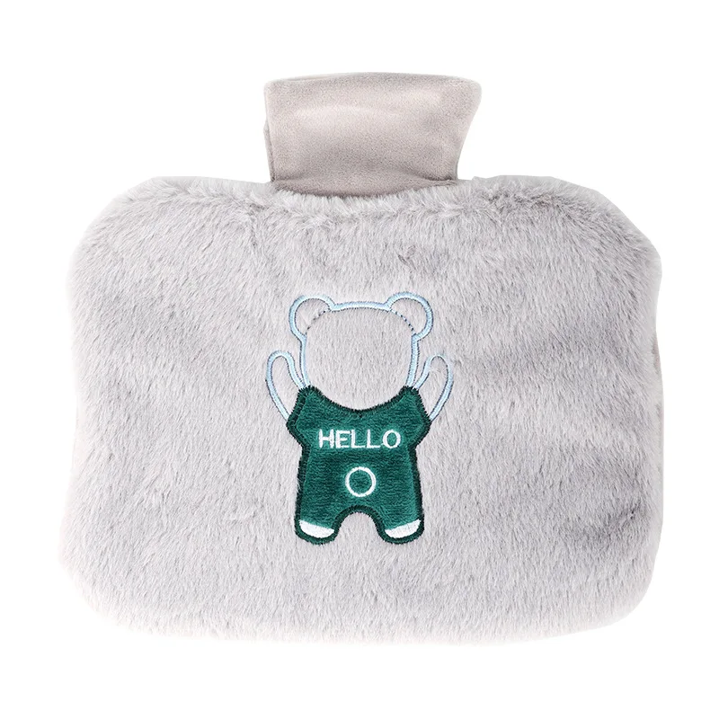 

PVC plush double handle water injection hot water bag thickened washing cloth cover warm belly and hand