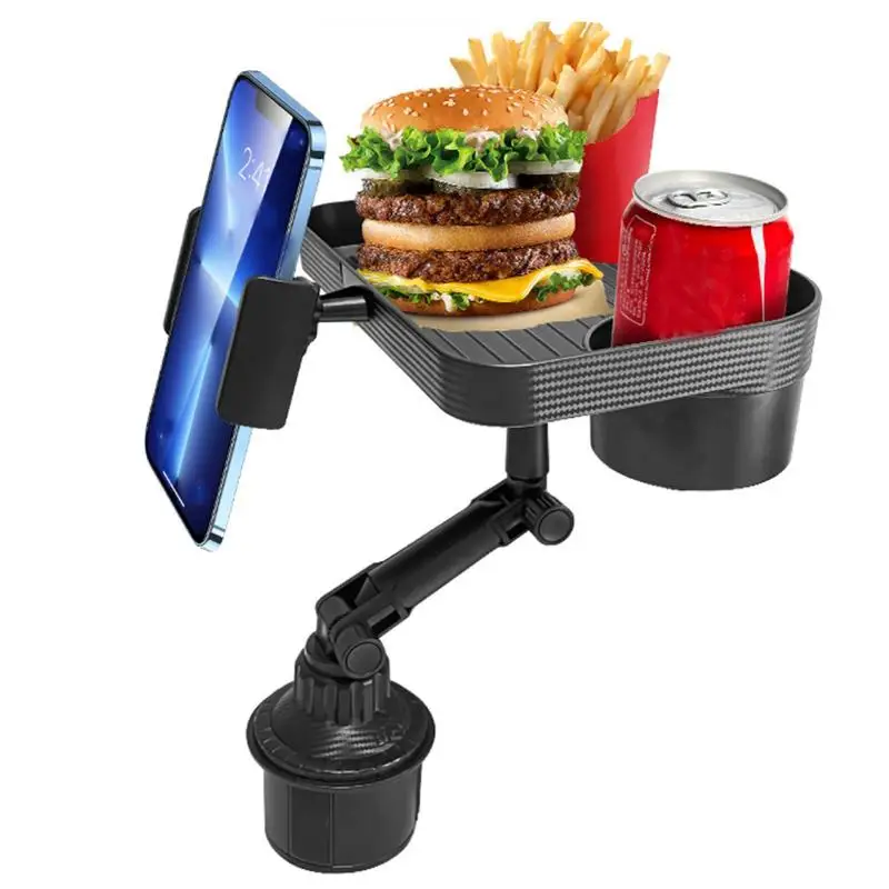 Portable Rotatable Adjustable Auto Car Food Tray Multifunctional Car Cup Holder Tray Car Drink Cup Bottle Holder Adapter Base