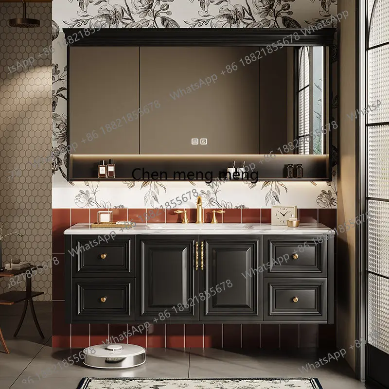 

French retro bathroom cabinet combination wall-mounted toilet, smart mirror cabinet