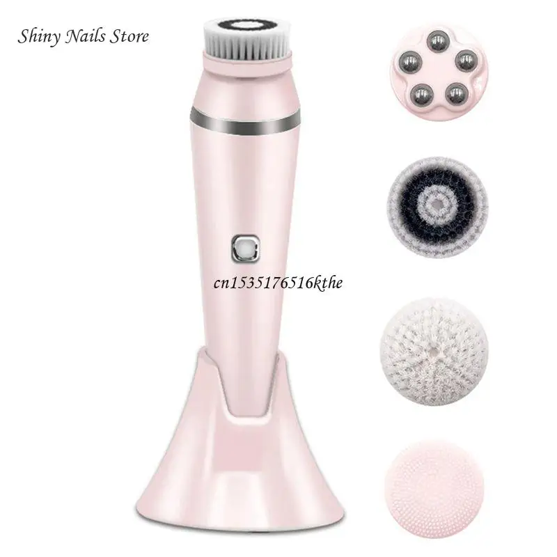 4 in 1 for Facial Cleansing Brush Face Massager with 4 Heads Rechargeable Skin Care Tool Dropship