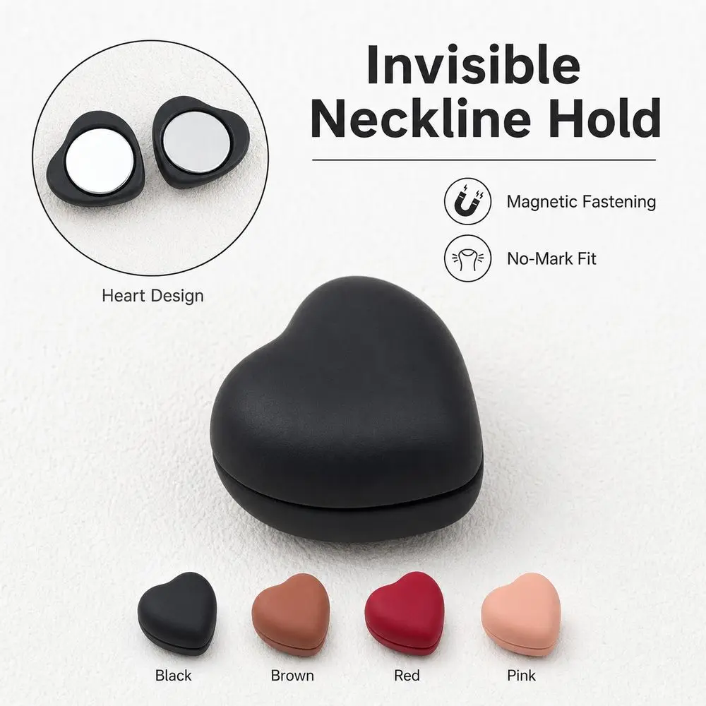 New Heart Shaped Magnetic Shirt Clasp No-Mark Mini Clothing Closure Clip Invisible Shirt Neckline Fastener Daily Outfits
