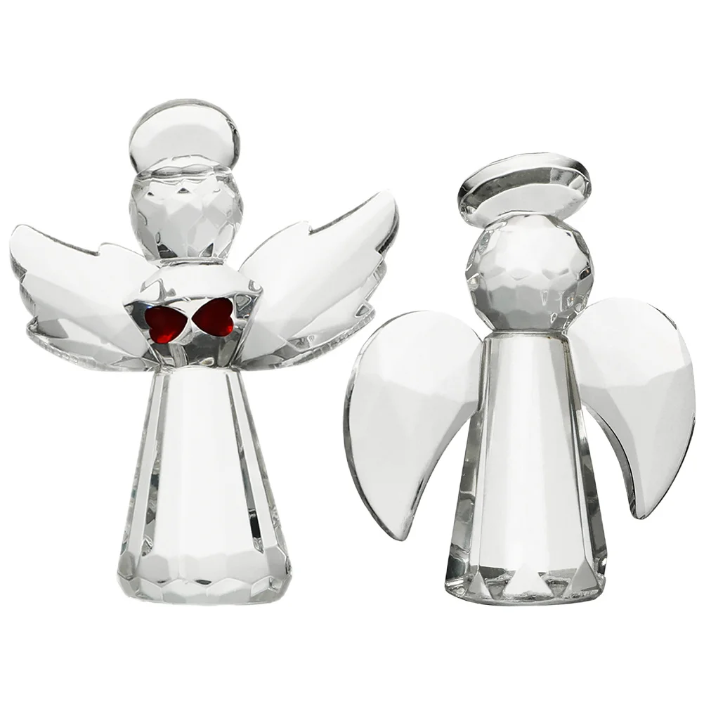 

2Pcs Angel Wing Sculpture Glass Ornament Material for Home Desk Decoration Lovely Angel Statue Memorial Statue