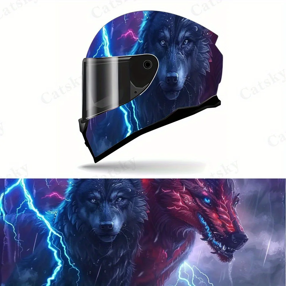 

Наклейка на шлем Thunderbolt Twin Wolf на все лицо — носимый ПВХ, украшение для модификации мотоциклетного шлема, шлем Har