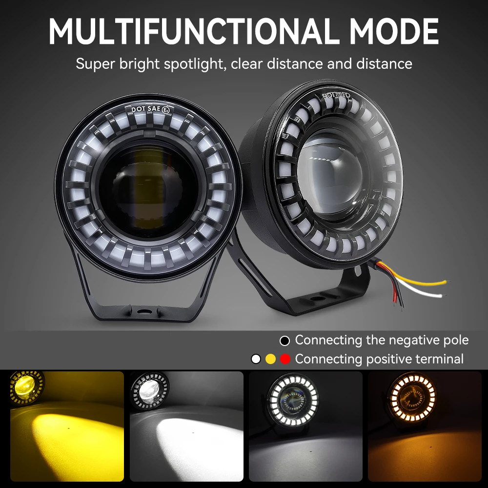 Additional Driving Fog Light Combo Strobe auxiliary Spotlight Work Light Motorcycle Truck Jeep Offroad ATV UTV