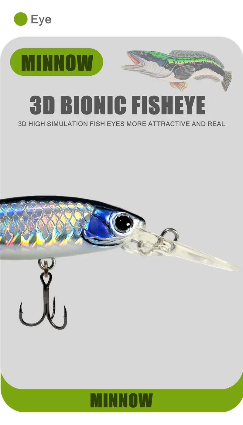 Langlippen-Minnow-Wobbler-Köder 6cm 4,7g Angelköder Tief Tauchender Sinkender Jerkbait Swimbait Künstlicher Harter Köder für Forelle und Barsch – Detail 8