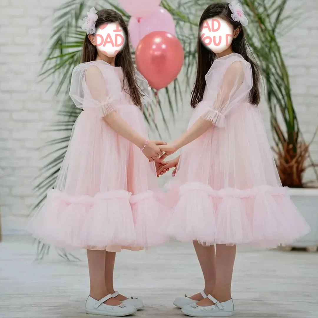 

Платья с цветочным узором для девочек по индивидуальному заказу, 3D кружевное вечернее платье с цветочным принтом, пышная юбка, бальное платье, наряд-пачка для первого причастия для малышей