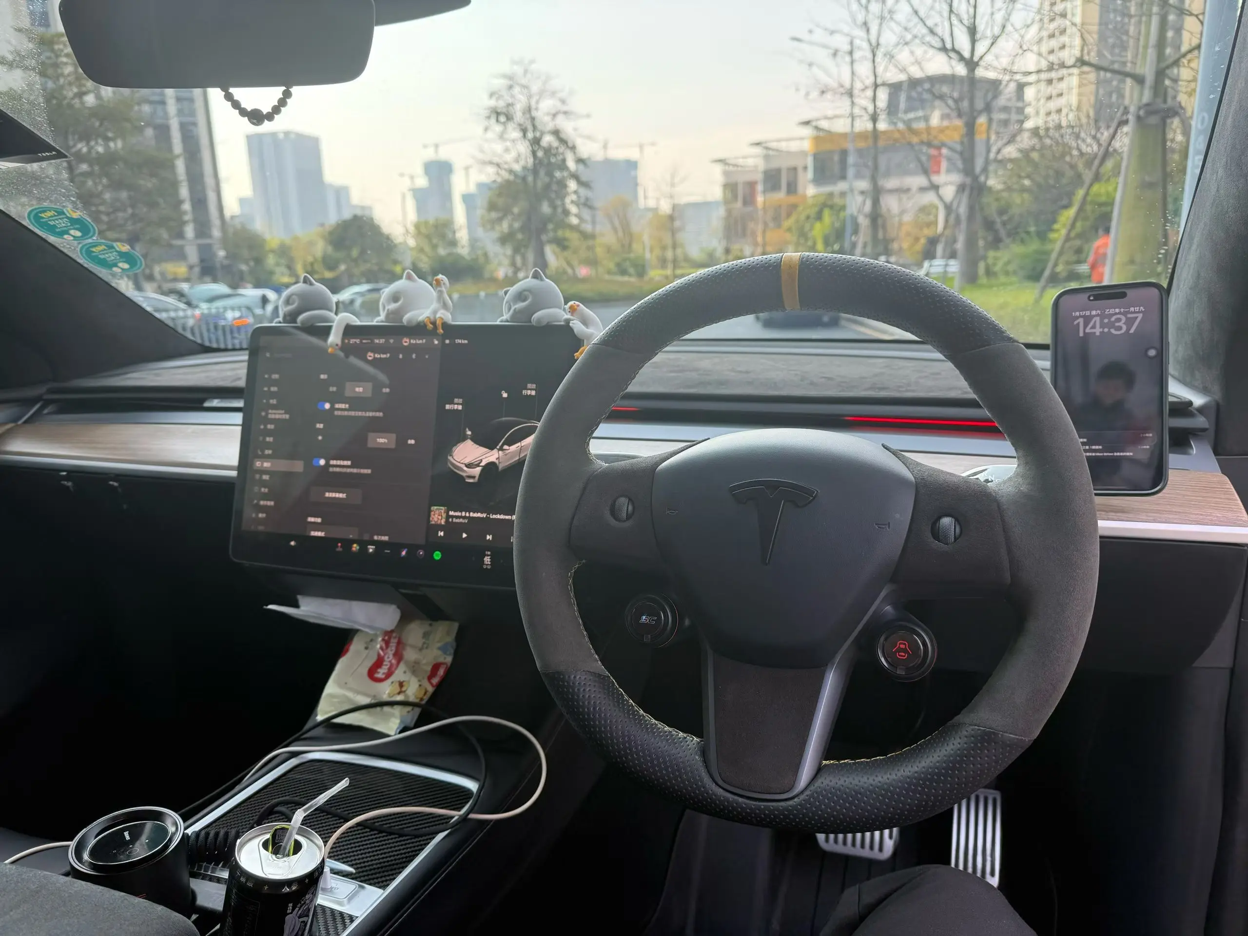 For Tesla Model Y Model 3 Steering Wheel Buttons Refreshed Version Vehicle Dashboard 3 Multi-functional Intelligent digital SC