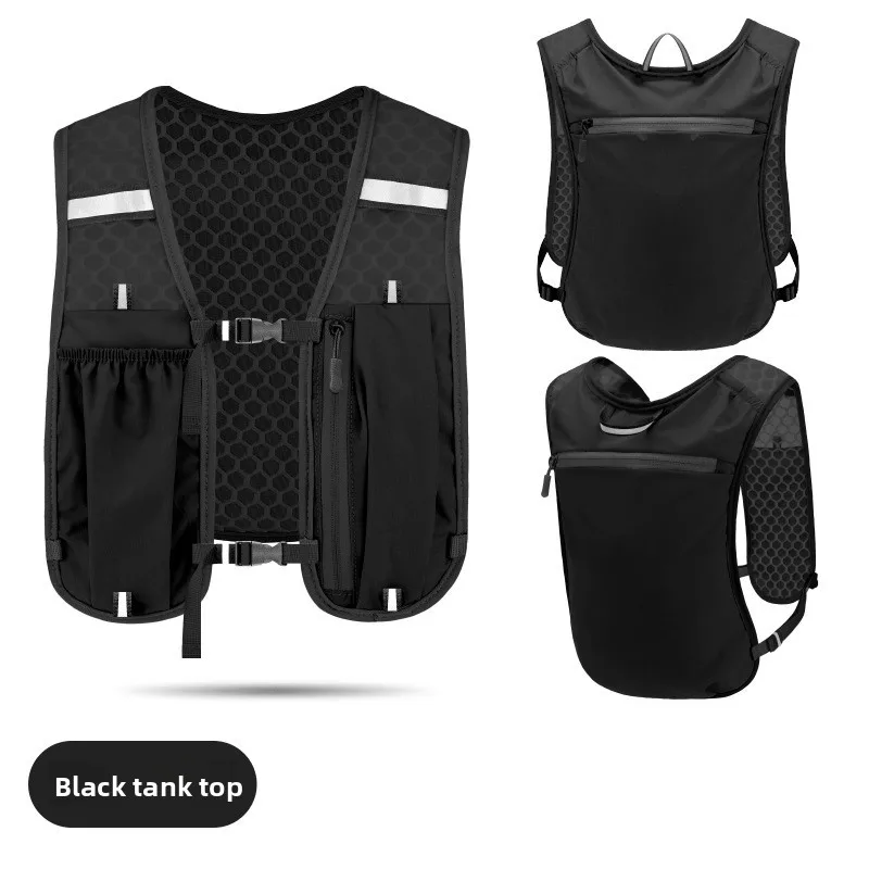 Nachtlauf-Rucksack mit reflektierenden Streifen, Fahrrad-Lauf-Rucksack, atmungsaktive Laufweste, Wasserflaschen- und Handy-Rucksack
