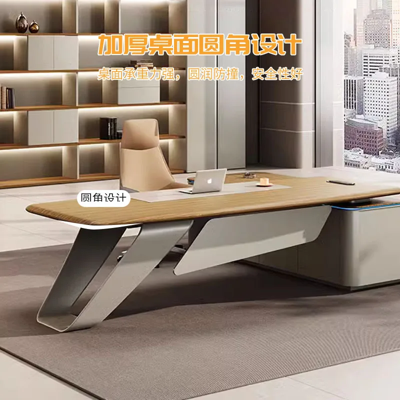 مكتب الرئيس، مكتب من الخشب الصلب، أثاث المكاتب، مجموعة طاولة وكرسي مع خزانة الكتب، مكتب كمبيوتر مدير المكتب #3