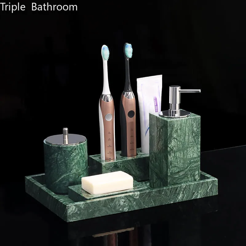 High-end Home Toiletries Light Luxury Marble Shampoo Bottle Toothbrush Holder Mouthwash Cup Bathroom Accessories Soap Dispenser