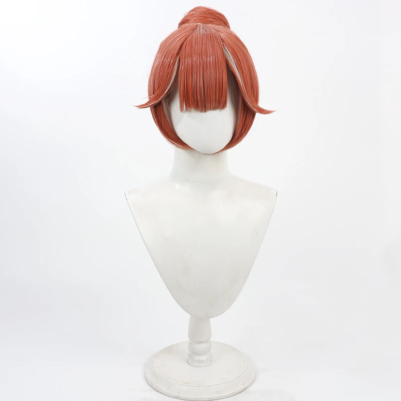 Takanashi Kiara Cosplay Wig Hololive Orange Bun Heat Resistant Synthetic Hair Halloween Carnival Party Role Play + Free Wig Cap