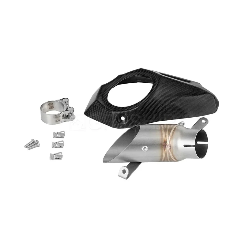 Slip‑on Motorcycle Escape Exhaust Pipe with Carbon Fiber Heat Shield For Ducati Panigale 959 2016‑2019 1299 Panigale 2015‑2018