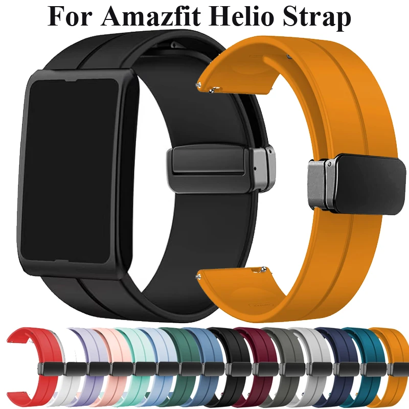 20mm 22mm Magnetic Silicone Band For Amazfit Helio Sport Strap For Amazfit Helio/Bip 3 6 5/Cheetah Pro-Round/Active 2/Balance 2