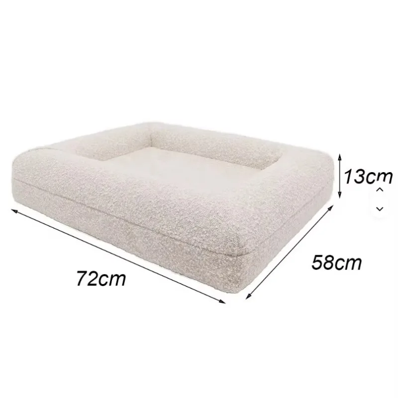 Modern Neutral Color Indoor Pet Beds Furniture Rectangle Oxford Fabric Velvet with Removable Cover Solid Pattern Dog Bed