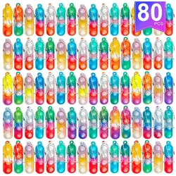 12/24/80Pcs Mini Pop Fidget Toys Bulk Party Favors for Kids Pop Keychain Sensory Toys Bag Fillers Pop Toddler Birthday Carnival