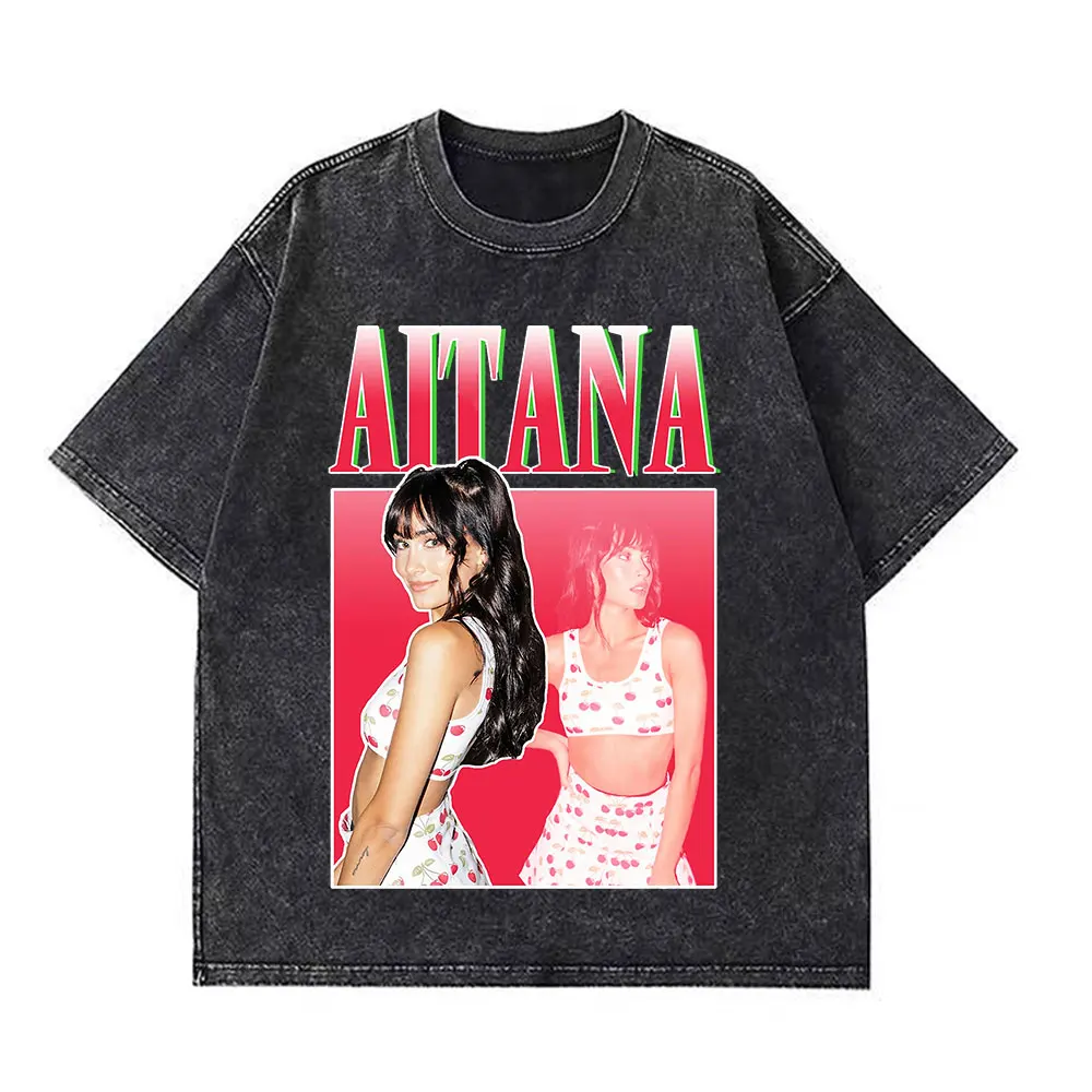 Aitana Cuarto Azul ألبوم خمر غسلها 2025 جولة تي شيرت الرجال النساء تي شيرتات قصيرة الاكمام الشارع الشهير Harajuku جماليات تي شيرت