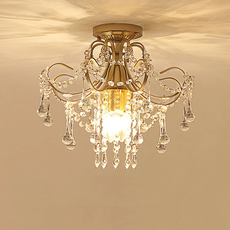 estilo europeu retro sala de roupas quarto luz decorativa luxo ouro hotel villa corredor lampada cristal transparente 01