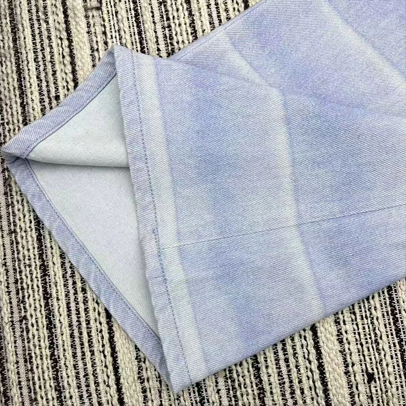 جينز نسائي فضفاض واسع الساق مخطط بألوان فاتحة عالية الجودة-بنطلون على الطراز الكوري ملابس نسائية 25121122 #4