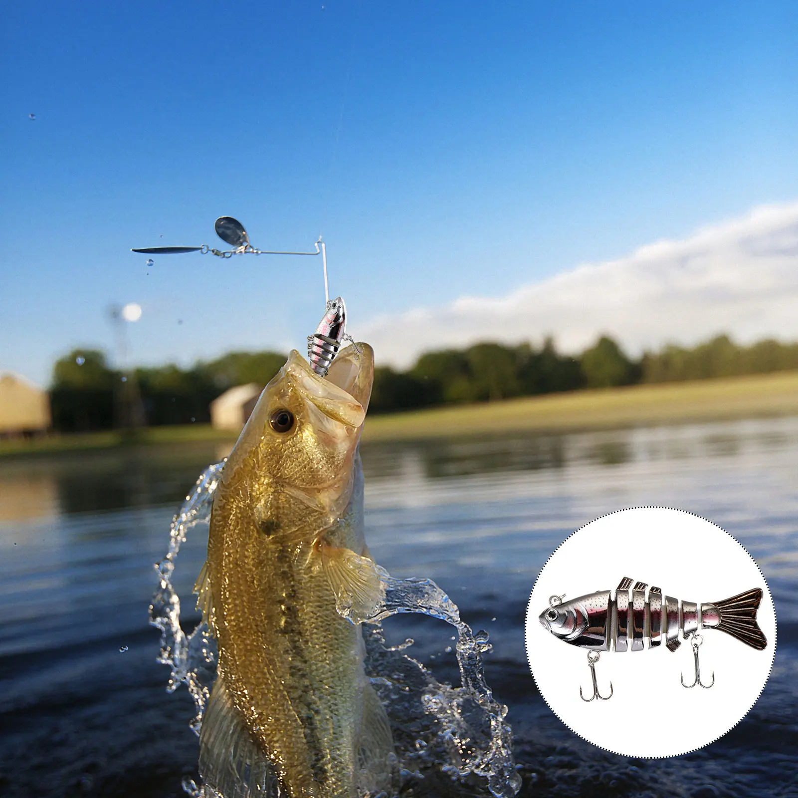 

Artificial Knotty Bait Fishing Lures for Bass Stainless Steel Baits Multi Jointed
