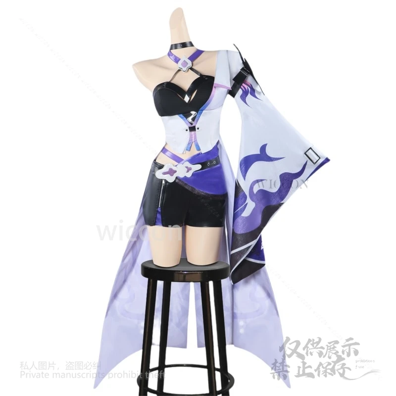 Acheron Anime Rood Blauw Kostuum Spel Honkai Star Rail Uniform Blauw Witte Pruik Vrouwelijke Rollenspel Carnaval Party Halloween Aangepast